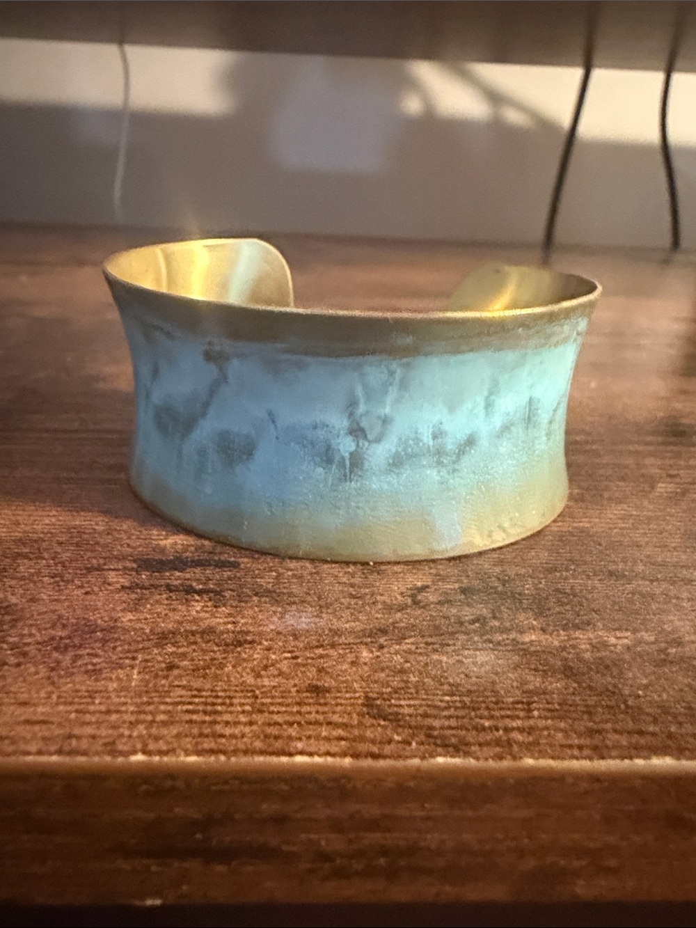 Source Unknown Gold Cuff Bracelet with Blue-Green Patina - Picture 3 of 4